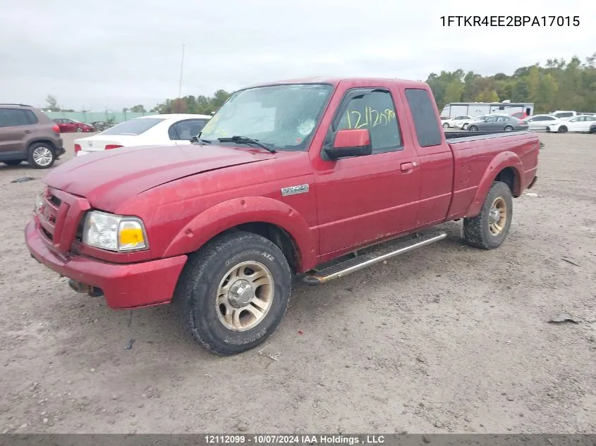 2011 Ford Ranger Super Cab VIN: 1FTKR4EE2BPA17015 Lot: 12112099