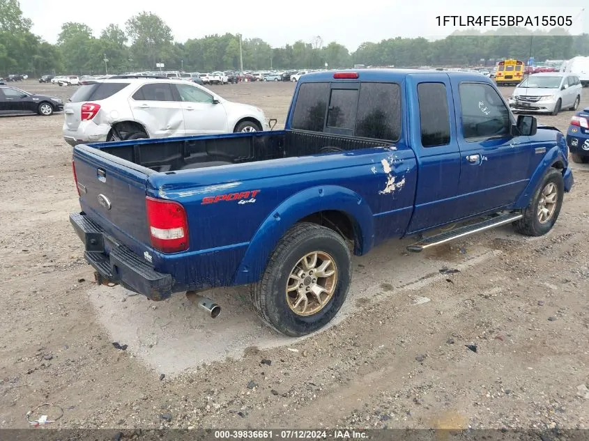 2011 Ford Ranger Sport VIN: 1FTLR4FE5BPA15505 Lot: 39836661