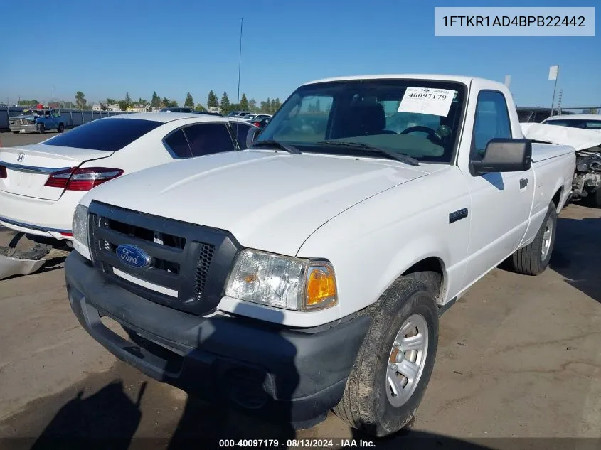 2011 Ford Ranger Xl VIN: 1FTKR1AD4BPB22442 Lot: 40097179