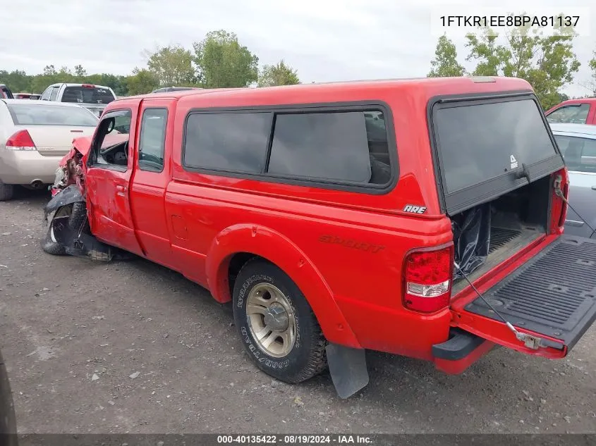 2011 Ford Ranger Sport VIN: 1FTKR1EE8BPA81137 Lot: 40135422