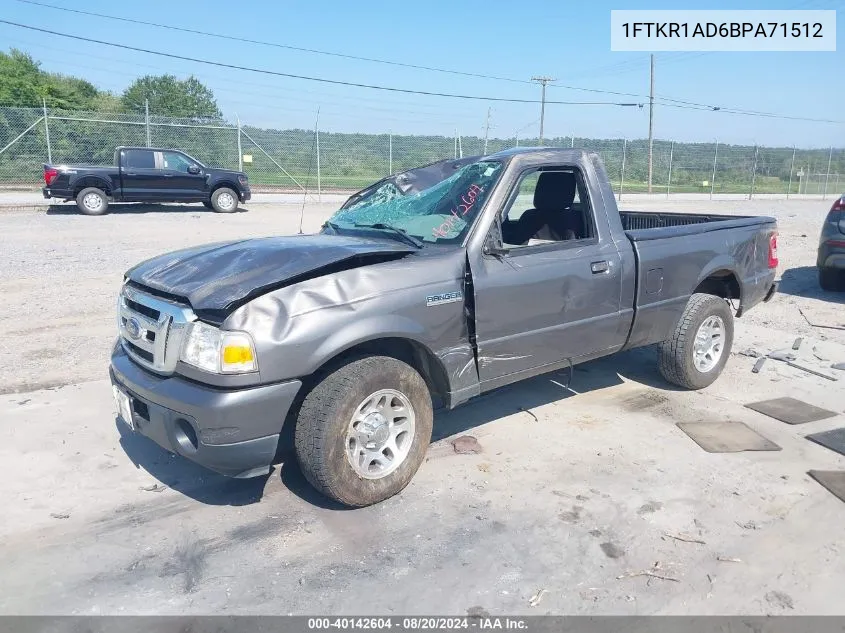 2011 Ford Ranger Xlt VIN: 1FTKR1AD6BPA71512 Lot: 40142604