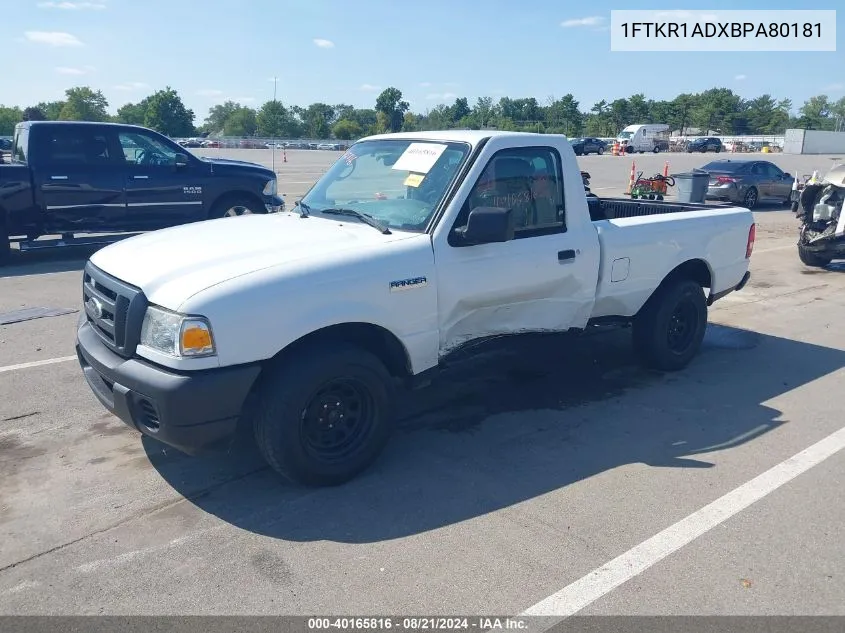 2011 Ford Ranger Xl VIN: 1FTKR1ADXBPA80181 Lot: 40165816