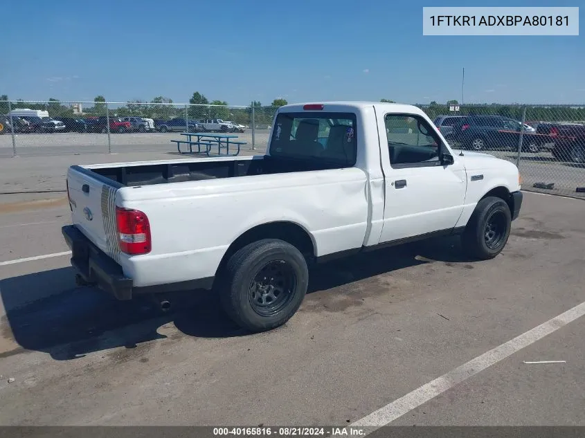 2011 Ford Ranger Xl VIN: 1FTKR1ADXBPA80181 Lot: 40165816