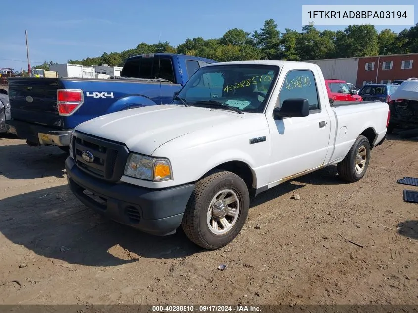 2011 Ford Ranger VIN: 1FTKR1AD8BPA03194 Lot: 40288510