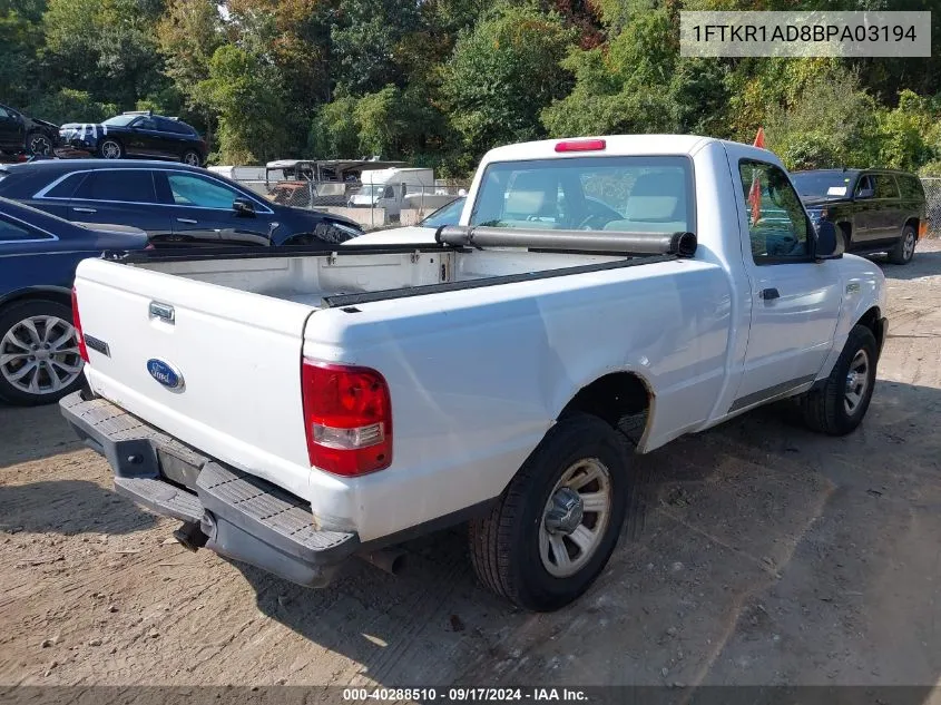 2011 Ford Ranger VIN: 1FTKR1AD8BPA03194 Lot: 40288510