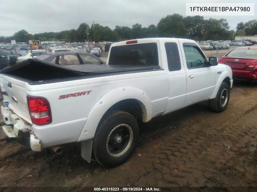 2011 Ford Ranger Sport VIN: 1FTKR4EE1BPA47980 Lot: 40315223