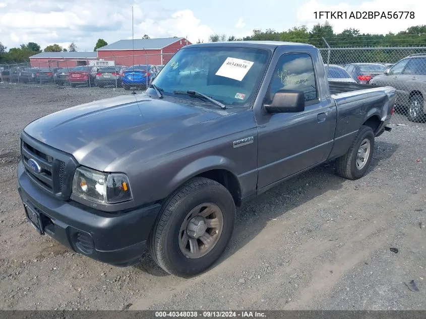 2011 Ford Ranger Xl VIN: 1FTKR1AD2BPA56778 Lot: 40348038