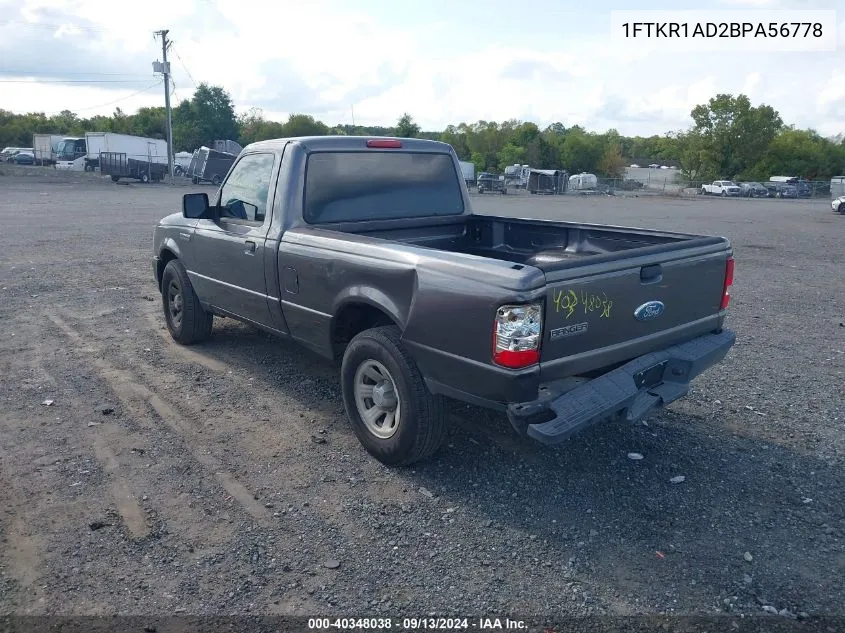 2011 Ford Ranger Xl VIN: 1FTKR1AD2BPA56778 Lot: 40348038