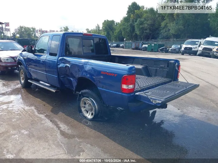 2011 Ford Ranger Sport VIN: 1FTKR4EE7BPB04165 Lot: 40478706