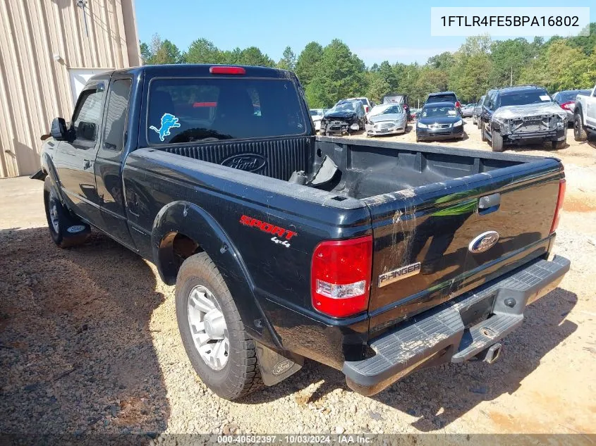 2011 Ford Ranger Sport VIN: 1FTLR4FE5BPA16802 Lot: 40502397