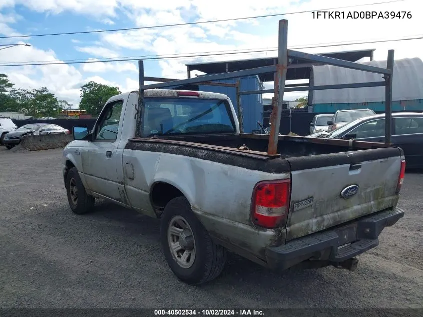 2011 Ford Ranger Xl VIN: 1FTKR1AD0BPA39476 Lot: 40502534