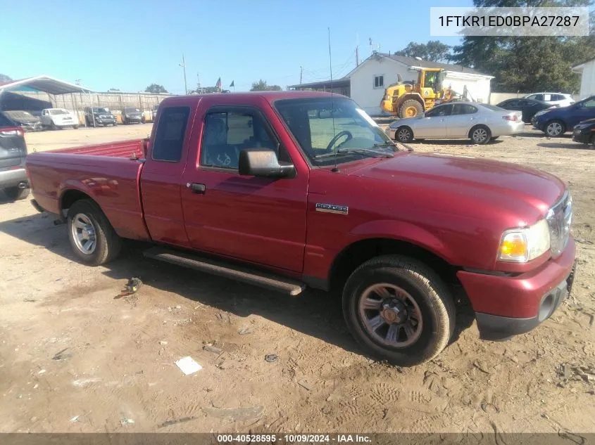 2011 Ford Ranger Xlt VIN: 1FTKR1ED0BPA27287 Lot: 40528595