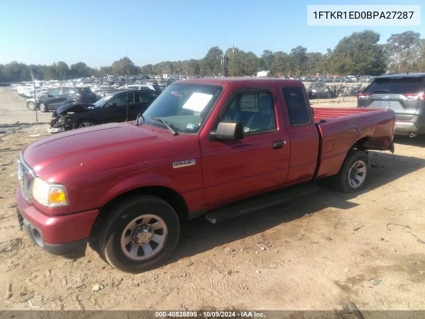 2011 Ford Ranger Xlt VIN: 1FTKR1ED0BPA27287 Lot: 40528595