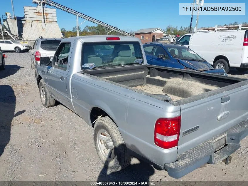 2011 Ford Ranger Xl VIN: 1FTKR1AD5BPA92500 Lot: 40557943