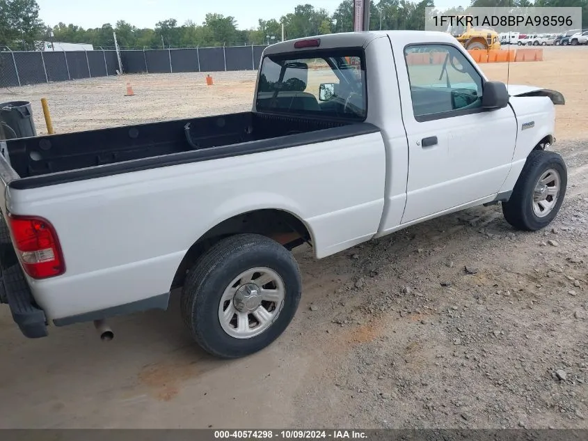 2011 Ford Ranger Xl VIN: 1FTKR1AD8BPA98596 Lot: 40574298