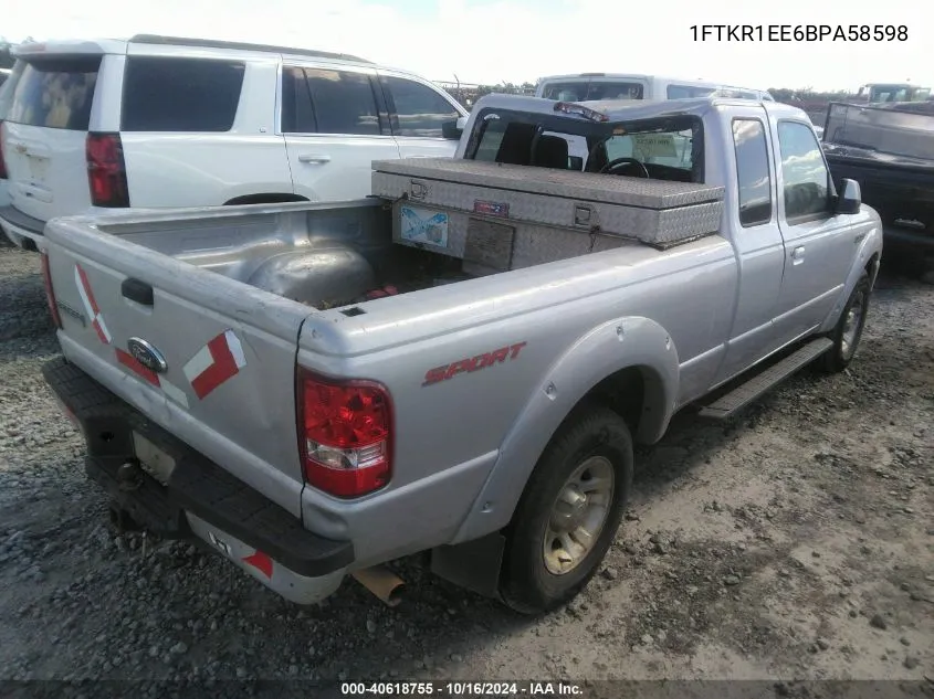 2011 Ford Ranger Sport VIN: 1FTKR1EE6BPA58598 Lot: 40618755