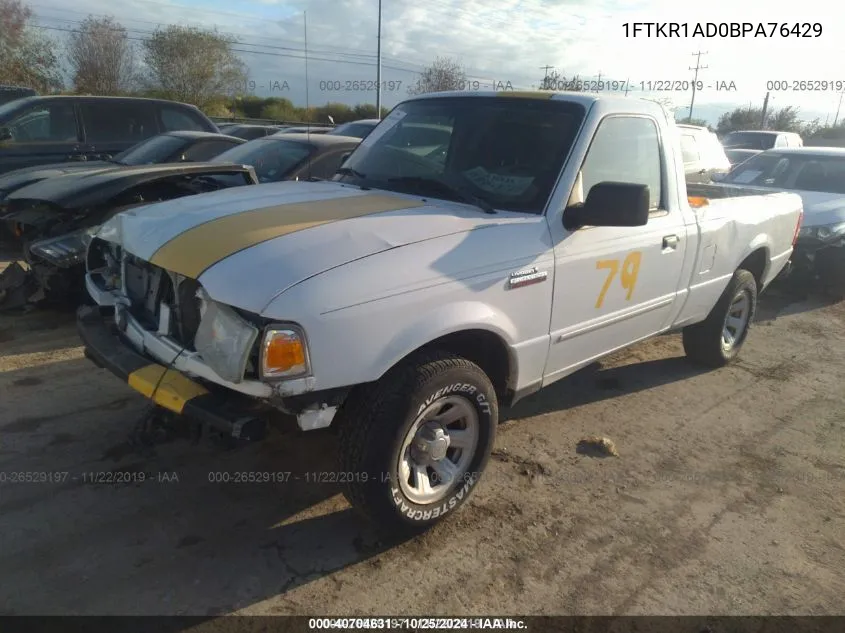 2011 Ford Ranger Xl VIN: 1FTKR1AD0BPA76429 Lot: 40704631