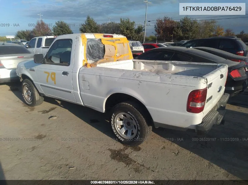 2011 Ford Ranger Xl VIN: 1FTKR1AD0BPA76429 Lot: 40704631