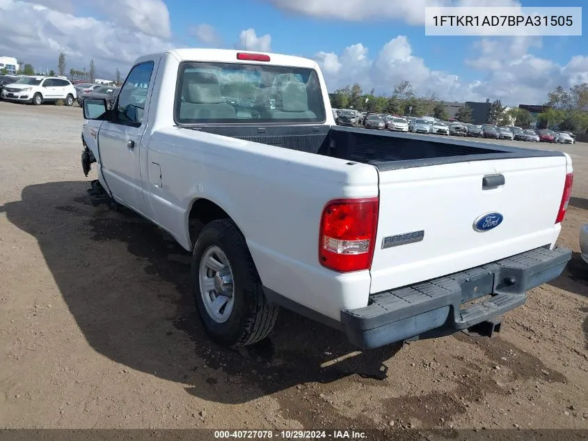 2011 Ford Ranger Xl VIN: 1FTKR1AD7BPA31505 Lot: 40727078