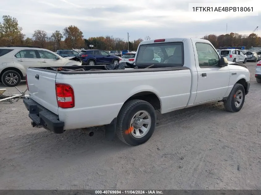 2011 Ford Ranger Xl VIN: 1FTKR1AE4BPB18061 Lot: 40769694