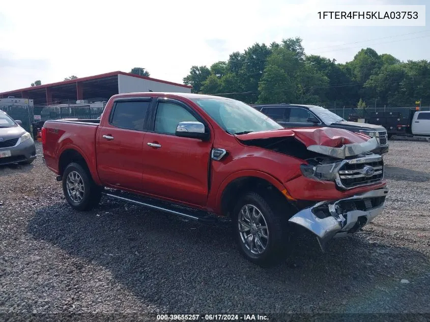 2019 Ford Ranger Lariat VIN: 1FTER4FH5KLA03753 Lot: 39655257