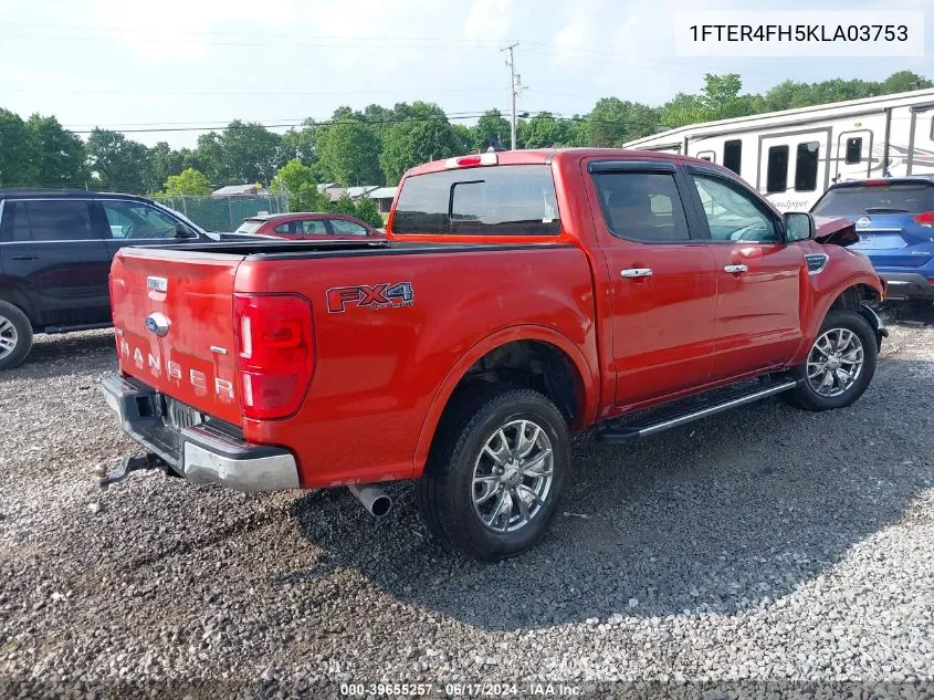 2019 Ford Ranger Lariat VIN: 1FTER4FH5KLA03753 Lot: 39655257