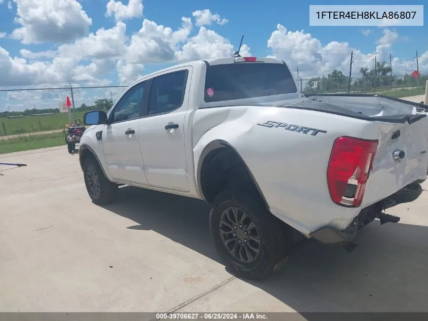 2019 Ford Ranger Xlt VIN: 1FTER4EH8KLA86807 Lot: 39706627