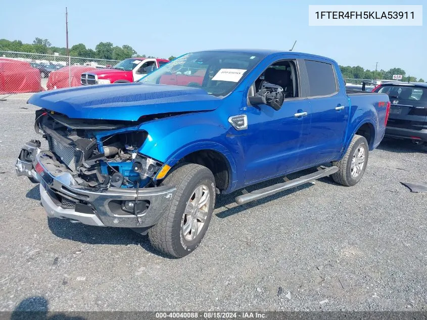 2019 Ford Ranger Xlt VIN: 1FTER4FH5KLA53911 Lot: 40040088