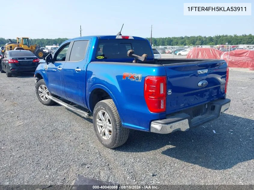 2019 Ford Ranger Xlt VIN: 1FTER4FH5KLA53911 Lot: 40040088