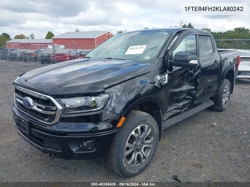 2019 Ford Ranger Lariat VIN: 1FTER4FH2KLA80242 Lot: 40356538