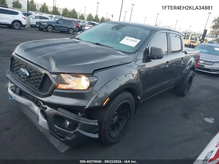 2019 Ford Ranger Xlt VIN: 1FTER4EH2KLA34881 Lot: 40378040