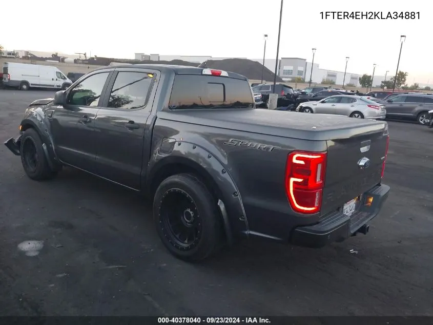 2019 Ford Ranger Xlt VIN: 1FTER4EH2KLA34881 Lot: 40378040