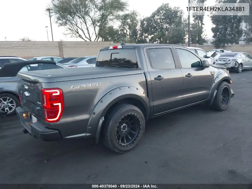 2019 Ford Ranger Xlt VIN: 1FTER4EH2KLA34881 Lot: 40378040