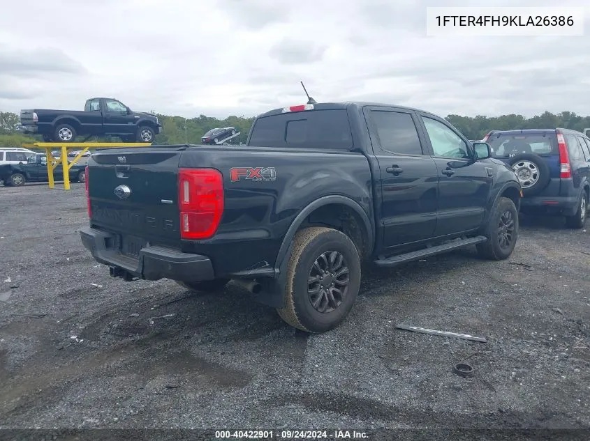 2019 Ford Ranger Lariat VIN: 1FTER4FH9KLA26386 Lot: 40422901