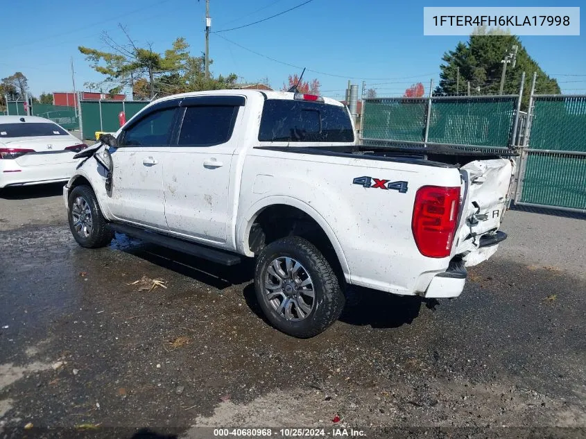 2019 Ford Ranger Lariat VIN: 1FTER4FH6KLA17998 Lot: 40680968