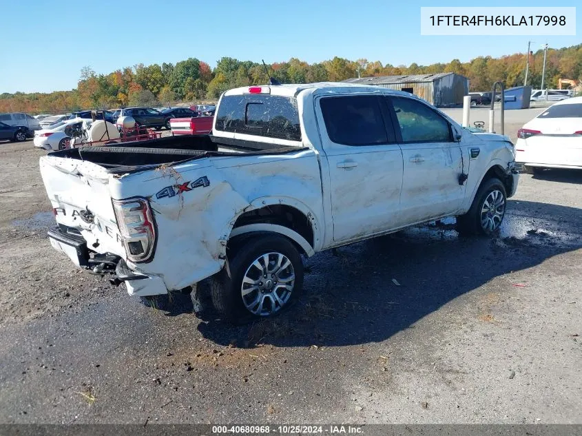 2019 Ford Ranger Lariat VIN: 1FTER4FH6KLA17998 Lot: 40680968