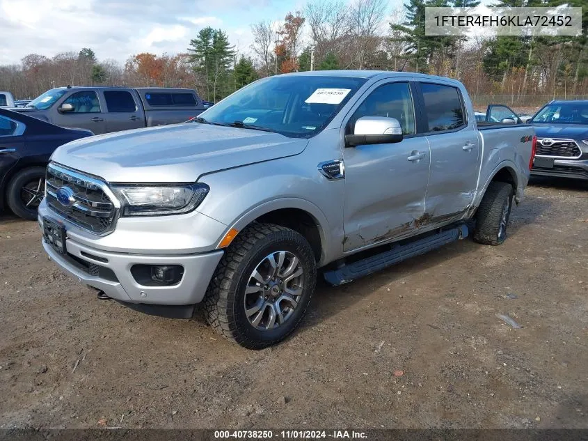 2019 Ford Ranger Lariat VIN: 1FTER4FH6KLA72452 Lot: 40738250