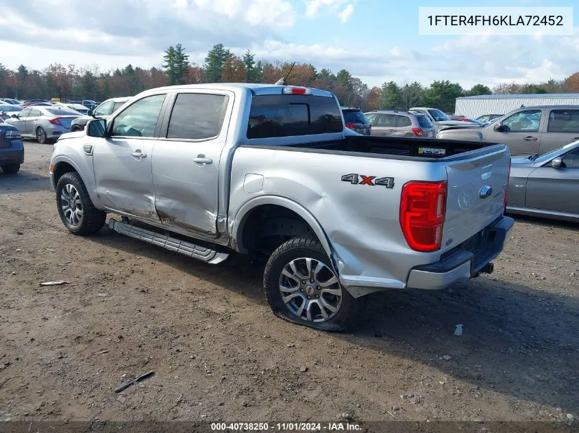 2019 Ford Ranger Lariat VIN: 1FTER4FH6KLA72452 Lot: 40738250