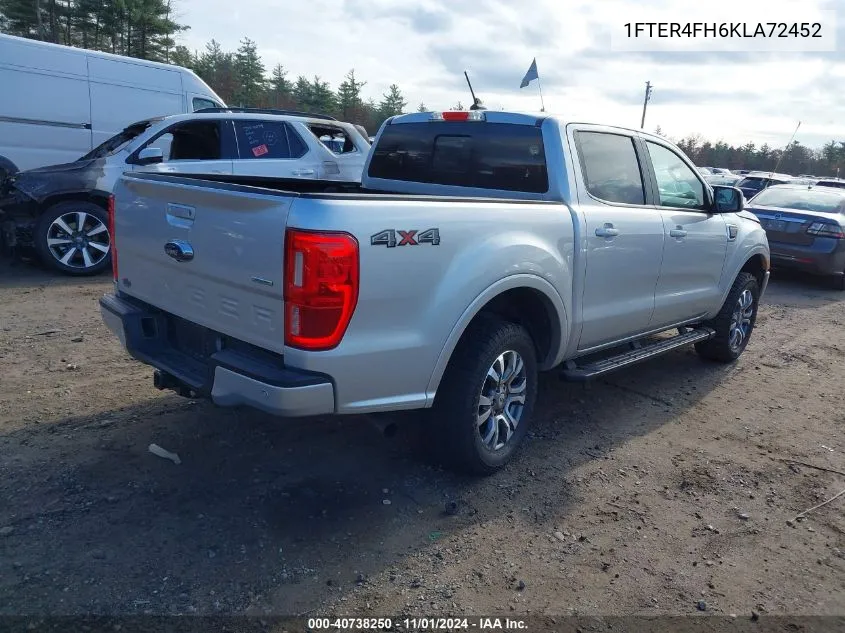 2019 Ford Ranger Lariat VIN: 1FTER4FH6KLA72452 Lot: 40738250