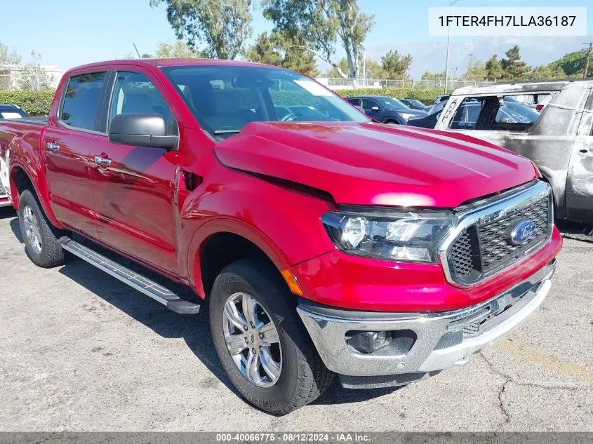 2020 Ford Ranger Xlt VIN: 1FTER4FH7LLA36187 Lot: 40066775