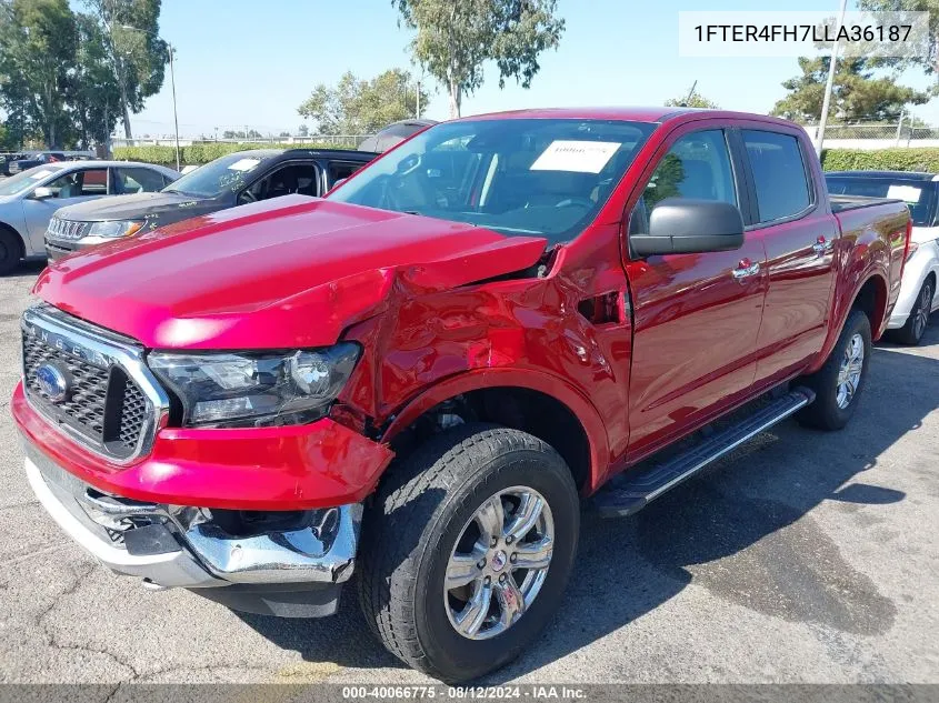 2020 Ford Ranger Xlt VIN: 1FTER4FH7LLA36187 Lot: 40066775