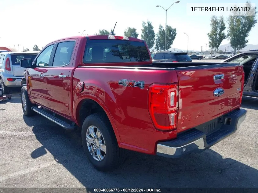 2020 Ford Ranger Xlt VIN: 1FTER4FH7LLA36187 Lot: 40066775