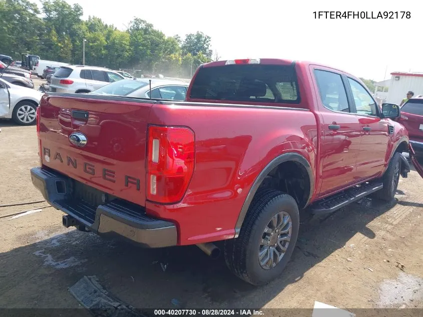 2020 Ford Ranger Xlt VIN: 1FTER4FH0LLA92178 Lot: 40207730