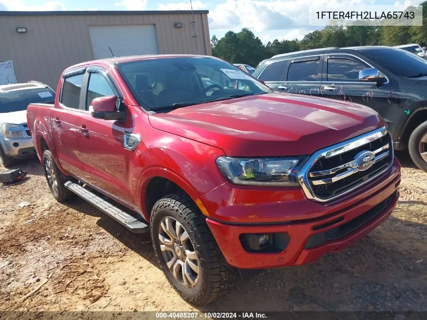 2020 Ford Ranger Lariat VIN: 1FTER4FH2LLA65743 Lot: 40485207