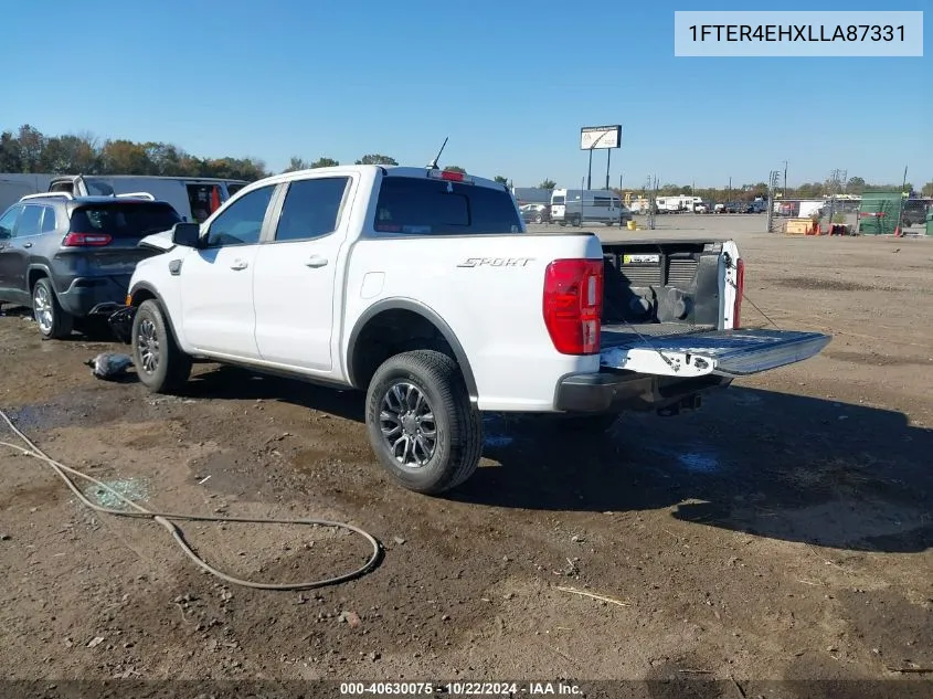 2020 Ford Ranger Lariat VIN: 1FTER4EHXLLA87331 Lot: 40630075