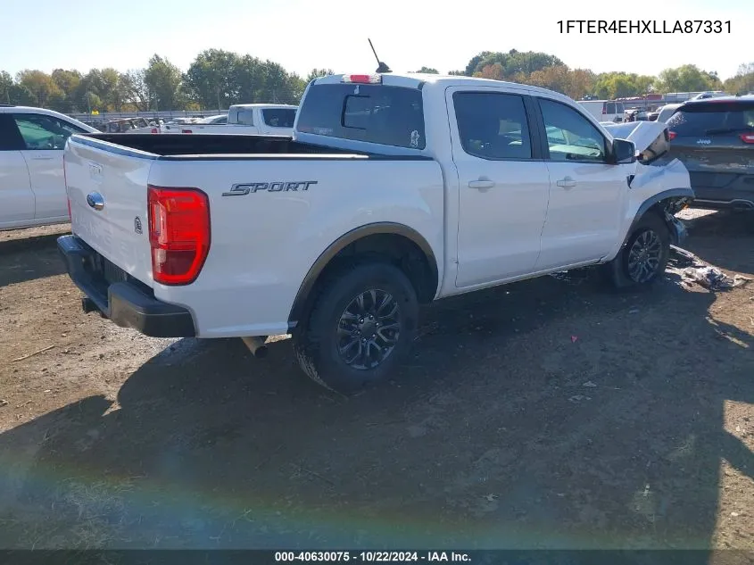 2020 Ford Ranger Lariat VIN: 1FTER4EHXLLA87331 Lot: 40630075