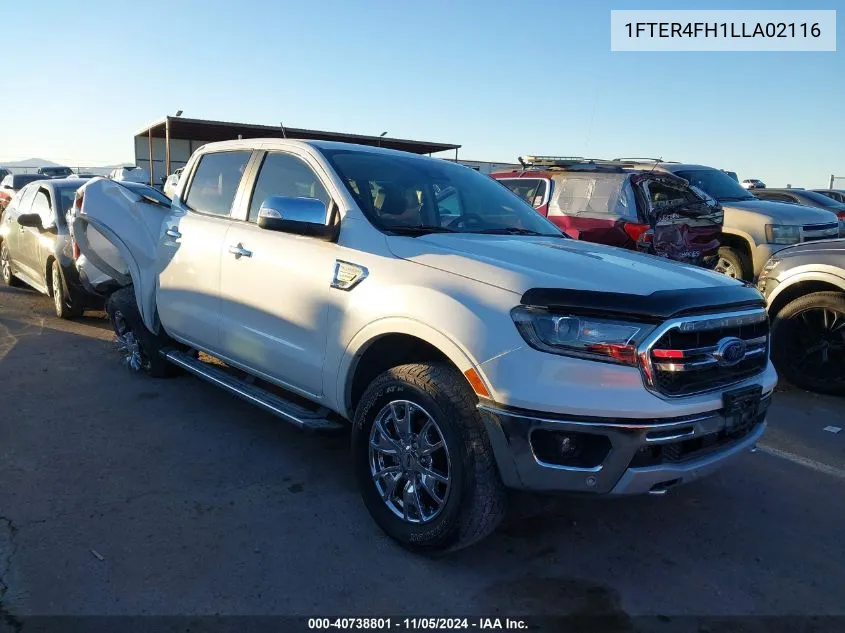 2020 Ford Ranger Lariat VIN: 1FTER4FH1LLA02116 Lot: 40738801