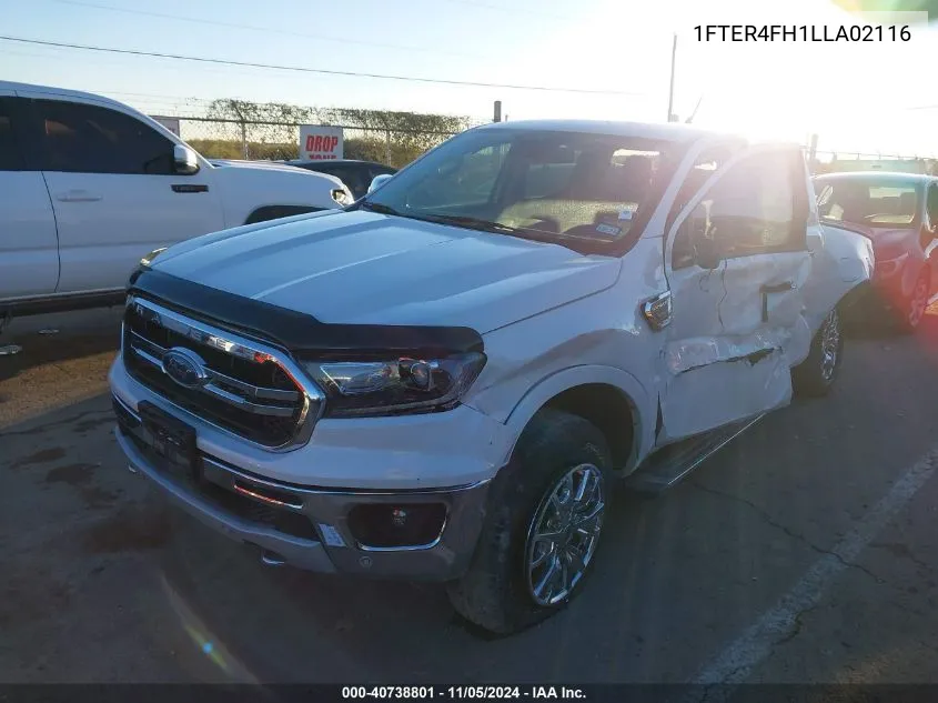 2020 Ford Ranger Lariat VIN: 1FTER4FH1LLA02116 Lot: 40738801