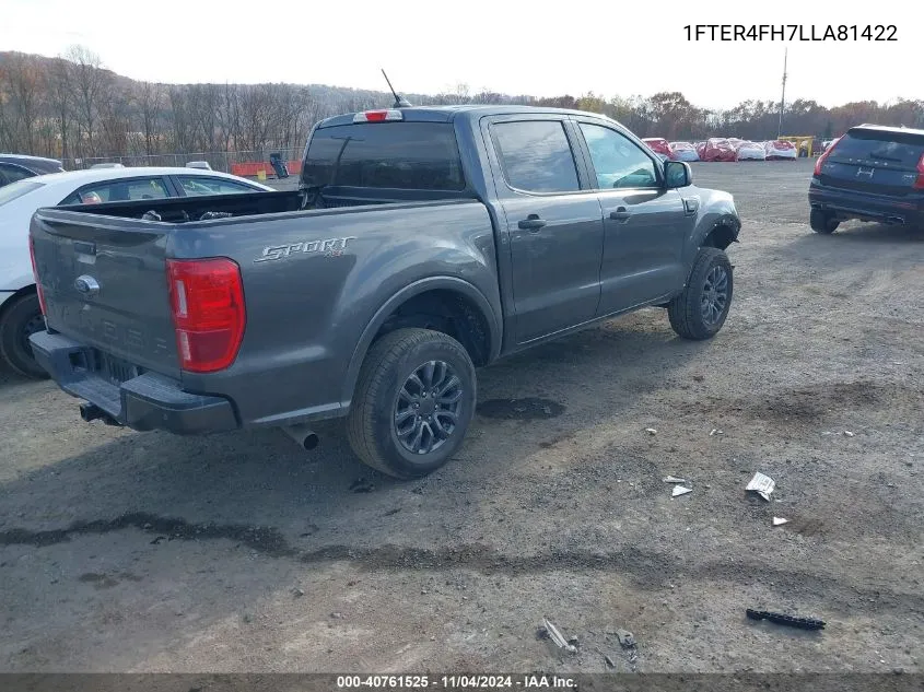 2020 Ford Ranger Xlt VIN: 1FTER4FH7LLA81422 Lot: 40761525