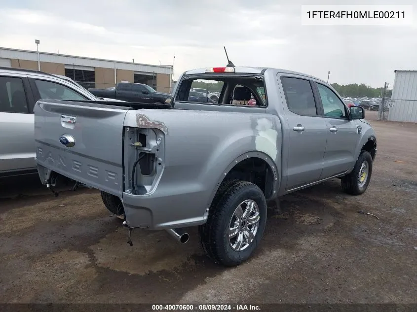 2021 Ford Ranger Xlt VIN: 1FTER4FH0MLE00211 Lot: 40070600